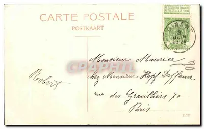 Dinant — Hotel de Ville i poczta — Wyd. G. Destestehe — Rewers