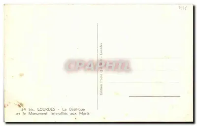 Lourdes — A Basílica e o Monumento aos Mortos — Edição Photo Quillit — Verso