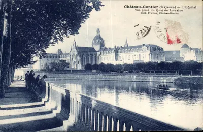 Castelo-Gaontier (Mayenne) — O Hospital — Vista tirada do Quai de Lorraine — Coll. Friction, Castelo-Gaontier