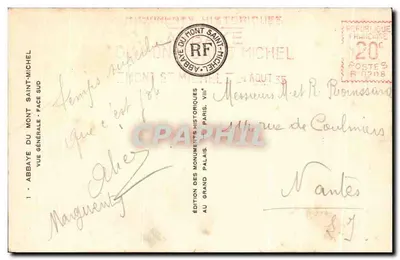 Mont Saint-Michel — Ogólny widok z południa — Édition des Monuments Historiques, Paryż — Rewers