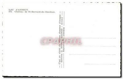 Castello di St-Bernard-de-Menthon — Lago d'Annecy — Edizioni G. Rossignod, n° 372 — Verso