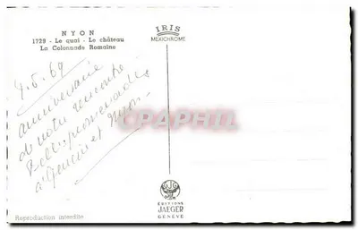Nyon — O cais — O castelo — A Coluna Romana — Edições Jaeger — Verso