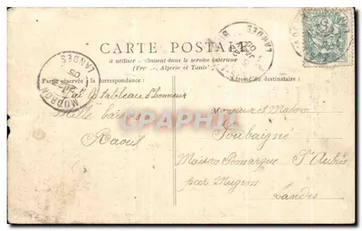 Bilhete postal antigo Mont de Marsan a prefeitura — Verso