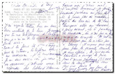 Paryż w nocy — nocny widok miasta — Wydawca André Le Goutte, n° 3644 — Rewers