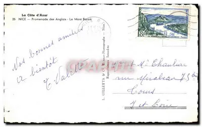 La Promenade des Anglais — vue depuis Le Mont Boron — éditeur L. GILLETTA & Cie — Verso
