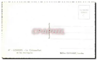 Stara pocztówka Lourdes Zamek Fort i Góry — Rewers