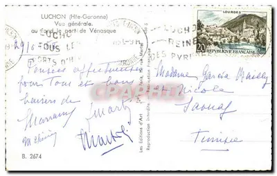 Luchon (Hte-Garonne) — Vista geral, no fundo o porto de Vénasque — Éditions d'Art Luchon — Verso