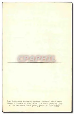 Charlotte Buff — retrato de Goethe — F.A. Ackermann, série 146 — Verso