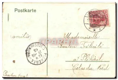 Bilhete postal antigo See und Solbad Swinemunde Monumento ao Imperador Wilhelm I Polônia polska Pologne — Verso