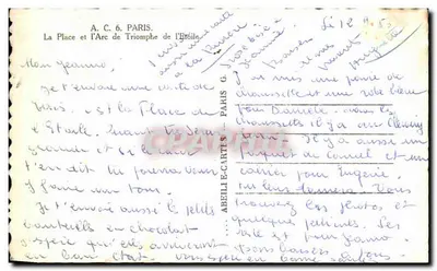 Arc de Triomphe — Place de l'Étoile — Paris — Verleger A. C. 6. PARIS — Rückseite