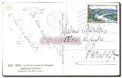 NICE - Promenada Anglijska z Zamku — Kolekcja «La Côte d'Azur» — wydawca Rella — Rewers