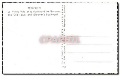 Menton — Stare Miasto i bulwar Garavan — Wydawca Estel, n° XV — Rewers