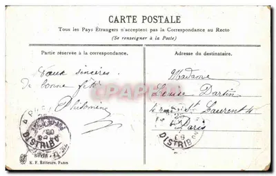 Bilhete postal antigo Fantaisie fleurs Bonne Fete Colombes TRefle — Verso