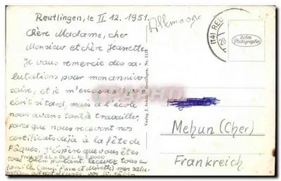 Reutlingen com Ochalm — vista panorâmica — Verlag J. Schäfer, Reutlingen — Verso