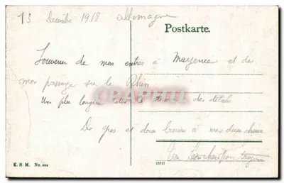 Mainz — Widok na Rzecę, Katedrę, Pomnik Gutenberg i Kościół Chrystusa — K.S.M. Nr 604 — Rewers