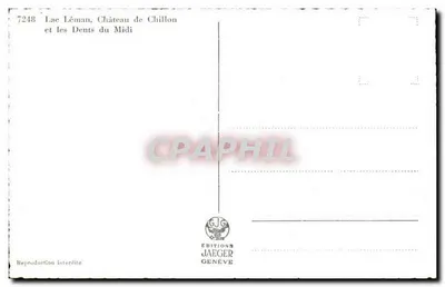 Lago Léman, Castelo de Chillon e os Dentes do Meio — Edições Jaeger Genebra, n° 7248 — Verso