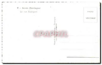 Bilhete postal antigo Belves La Rue Rubigant — Verso