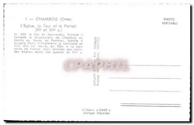 Chambois (Orne) — Igreja, a Torre e o Portal — Edições Gaby — Verso
