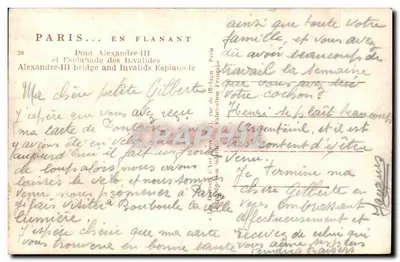 Ponte Alexandre-III e Esplanada dos Invalidos — Paris — Y. Von, n°20 — Verso