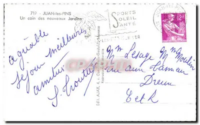 Juan-les-Pins — Um canto dos novos Jardins — Éd. AJAX, 4, r. Comte-Félix-Gaspari, Monaco — Verso