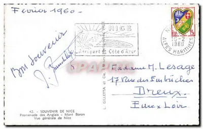 Ogólny widok Nicei — Pamiątka z Nicei — L. Gilletta i Cie, Wydawcy, nr 42 — Rewers