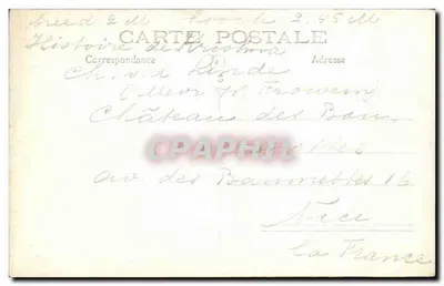 Interior de um castelo — Mobiliário esculpido — Carta postal do Castelo de Baux — Verso
