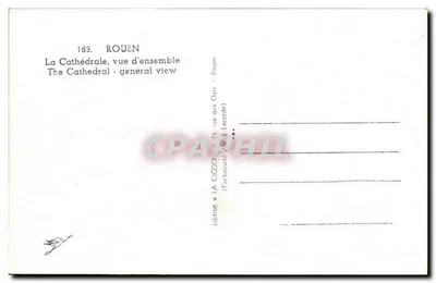Rouen — Catedral vista geral — La Cigogne, 74 rue aux Ours, Rouen — Verso