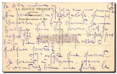 Bocage normando perto de Vire — A Doce França — edição artística Yvon — Verso