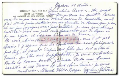 Yzeron — wieś na szczycie swojego dziwnego skałowego wzniesienia — Les Éditions du Chemin de Lyon, nr 47.503 — Rewers