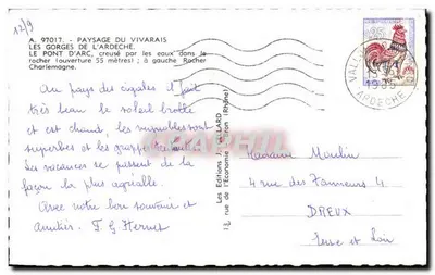 Le Gorge dell'Ardeche — Il Ponte d'Arc — Edizioni J. Gellard — Verso