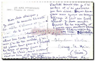 Rebanho de cabras — Alpes pitorescos — edição GAP, n° 3.812 — Verso