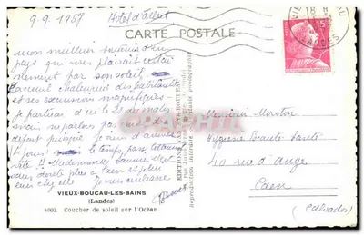 Pôr do sol sobre o Oceano — Vieux-Boucau-les-Bains (Landes) — Edições Van Eck-Routleau — Verso