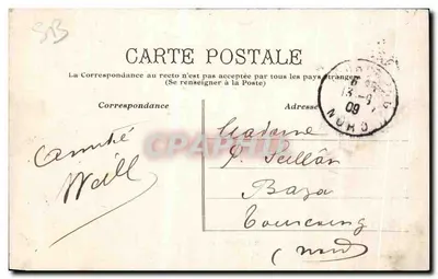 Cherbourg - El Casino, los Jardines — Editor L. Ratti, n°8 — Reverso