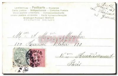 Flor de rosa e borboleta — cartão postal — editor não visível — Verso