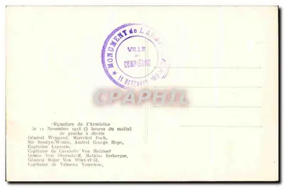 Assinatura do Armistício — 11 Novembro 1918 — L'H. editora — Verso