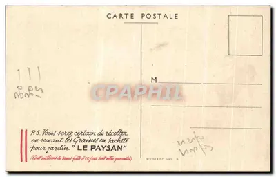 Koningin van Parijs 1937 — vrouwelijk portret omringd door bloemen — commerciële editie — Achterkant