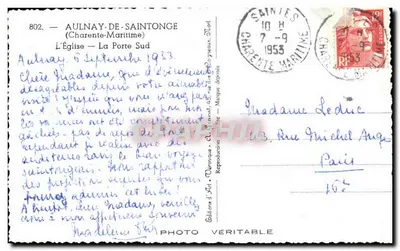Aulnay-de-Saintonge — A Igreja — A Porta Sul — Édition Mort — Verso