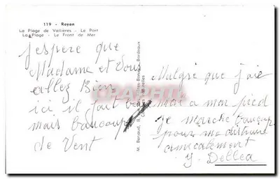 Royan — Pamiątka z Royan — Wydawca M. Berlaud, 8, rue des Frères-Bonnie, Bordeaux — nr 119 — Rewers