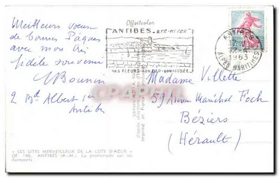 Antibes — Os muros — editor A.M.I. n° OF. 166 — Verso