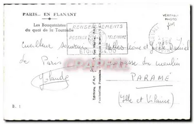 Paris — Os Bouquinistas do quai de la Tournelle — Edições J. Véritat — Verso