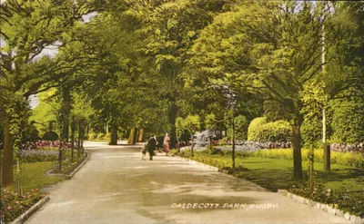 Caldecott Park, Rugby — vista de alameda sombreada — Collo Colour, n° 3677