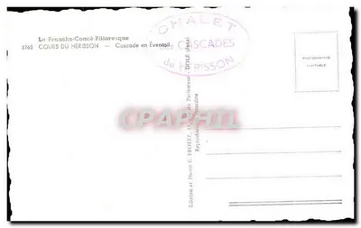 Cascata em Éventoille — A Franche-Comté Pittoresca — Edição E. PROFET, 15, rue du Parlement, Douai — Verso