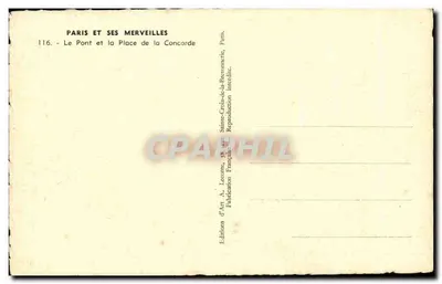 Paris — Ponte da Concorde e Praça da Concorde — Éditions d'Art A. Locotte — Verso