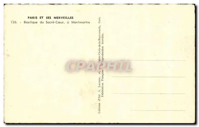 Basiliek van het Heilig Hart — Montmartre — Kunstuitgave, Parijs — Achterkant