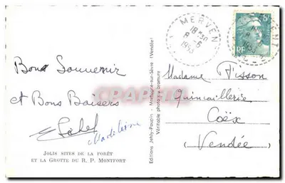 Las Mervent-Vouvant — Pamiątka — Wydawnictwo Jehly-Poupin — Rewers