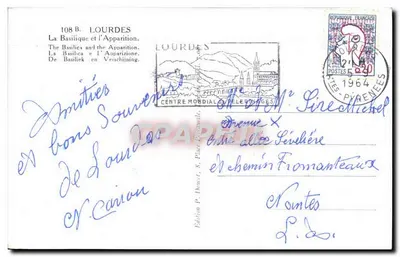 Lourdes — Objawienie Najświętszej Maryi Panny z Lourdes — Wydawnictwo P. Duvanel, nr 108 B — Rewers