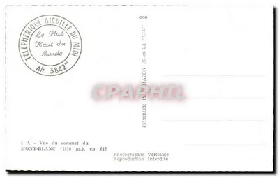 Mont-Blanc — szczyt w latach letnich — Teleferyk Aiguille du Midi, S.-et-L. (Savoie) — Rewers