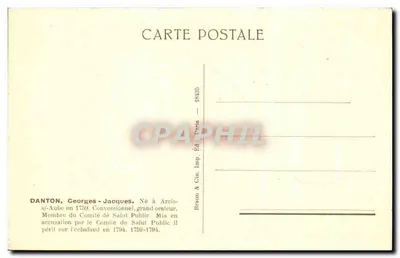 Danton (1759-1794) — portrait gravé — Braun & Cie, Paris, n° 18435 — Verso