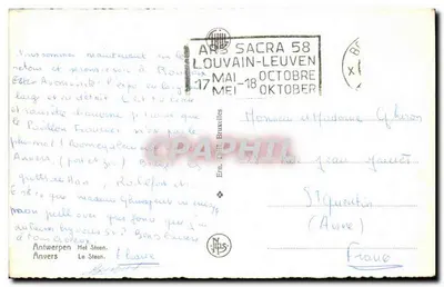 Port Rouen — widok portu z pałacem miasta — wydawca anonimowy — Rewers
