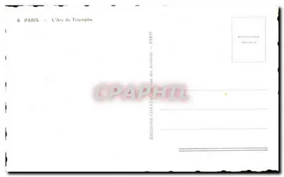 Paris — Arco do Triunfo — Edições Chantal — Verso